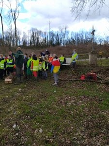 Plantations au petit bois par les éleves de l'école de la Tour